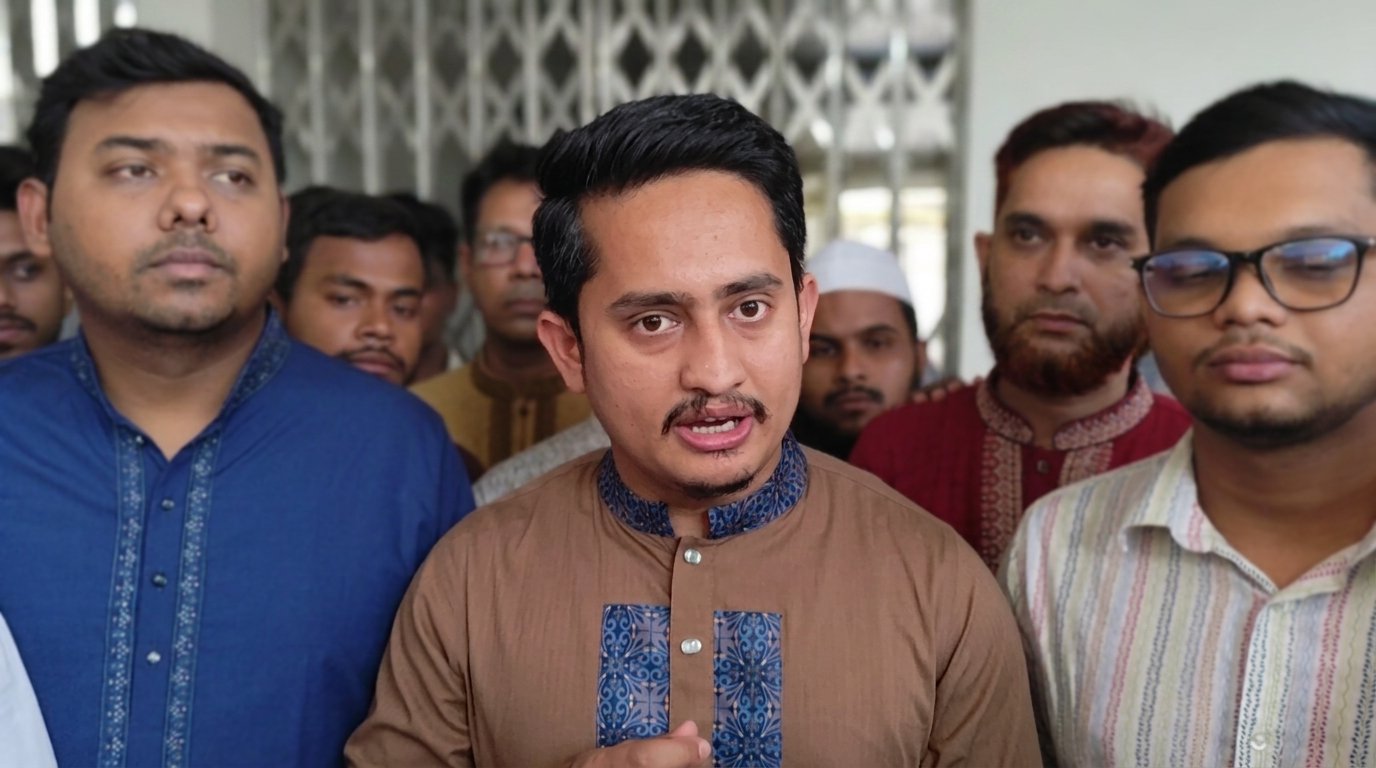 লক্ষ্মীপুরে সাংবাদিকদের সঙ্গে কথা বলছেন এনসিপির উত্তরাঞ্চলের মুখ্য সংগঠক সারজিস আলম