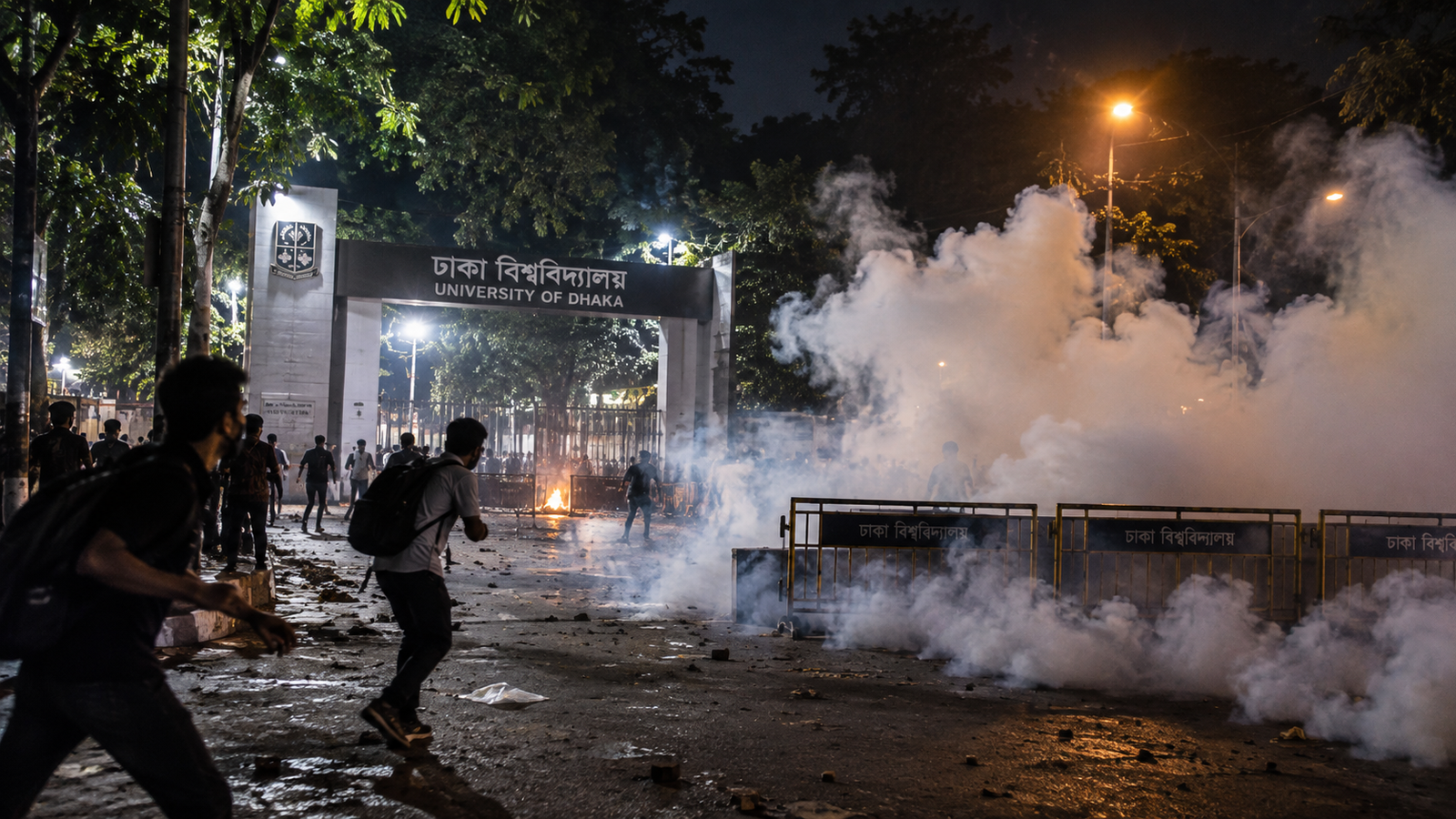 ঢাবিতে পরপর তিন ককটেল বিস্ফোরণ ঘটনাস্থলে পুলিশ ও প্রক্টরিয়াল টিম