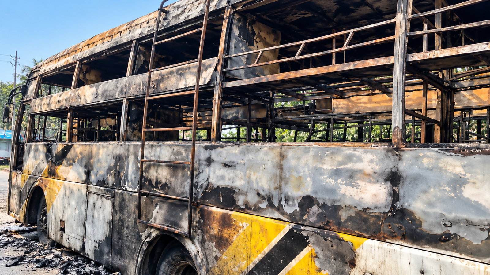 স্লিপার বাসে আগুন, জানালা দিয়ে লাফিয়ে বাঁচার চেষ্টা যাত্রীদের